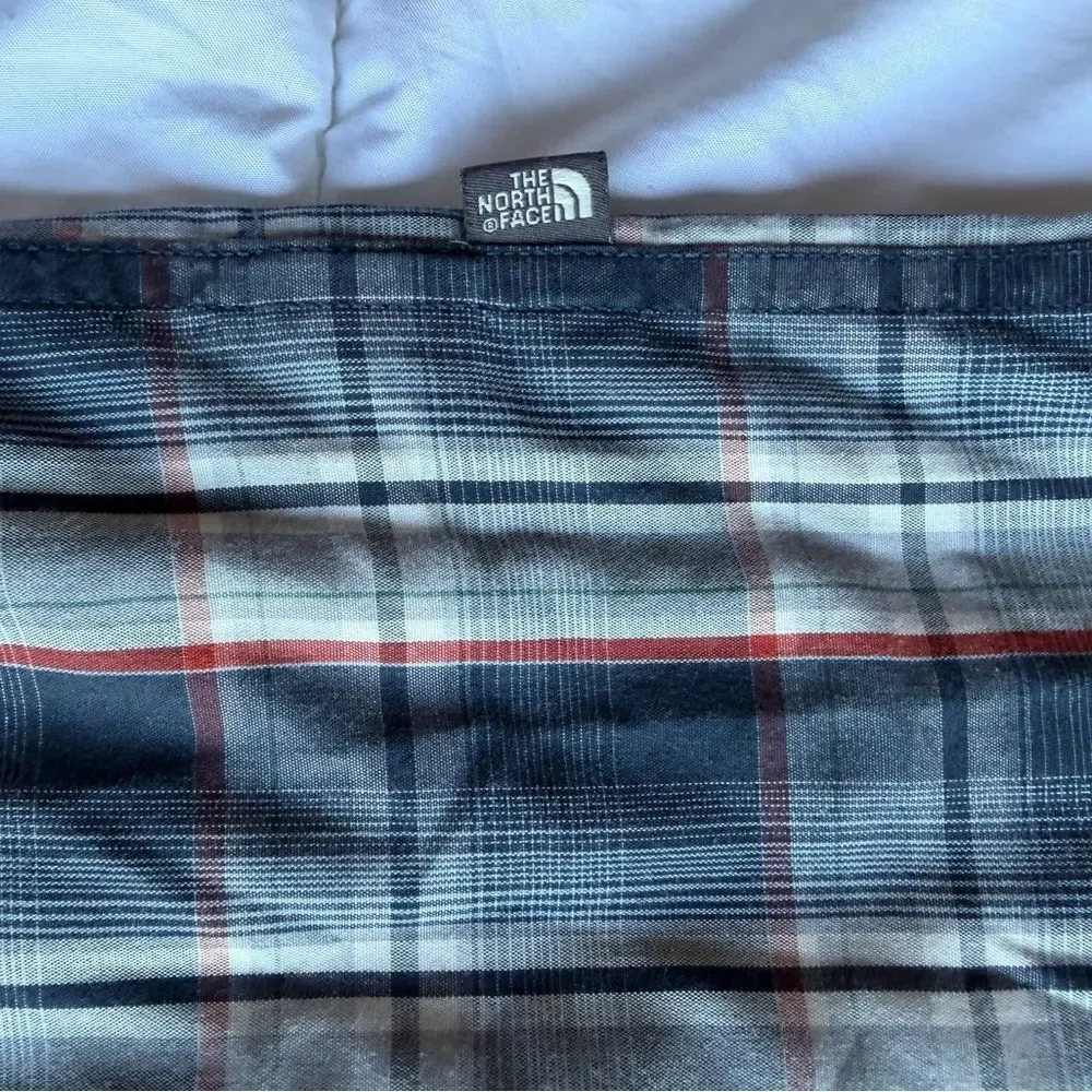 The North Face Navy and White Plaid Shirt M
